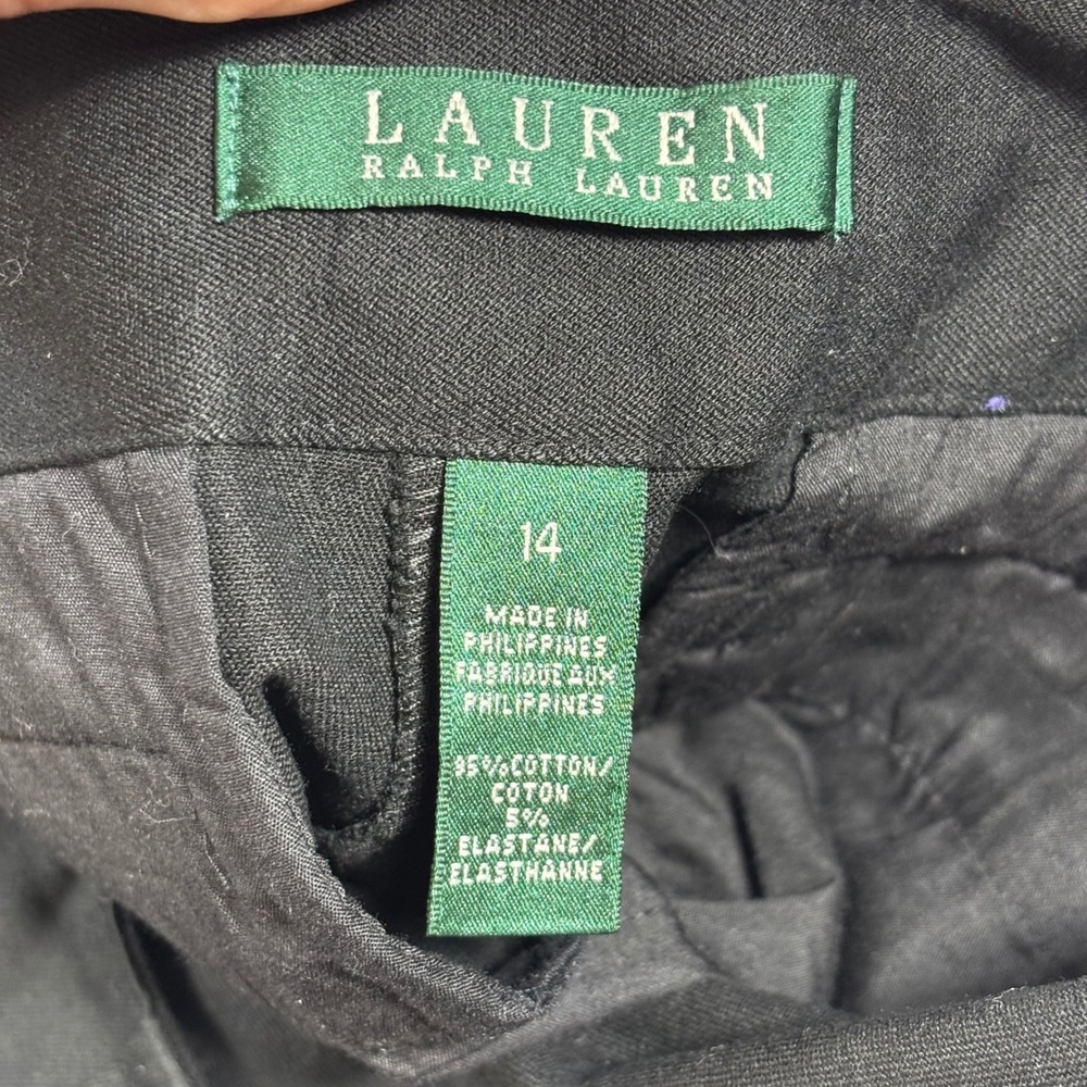 LAUREN Ralph Lauren Black Button Front Pencil Skirt Size 14 Career Office - Picture 2 of 7